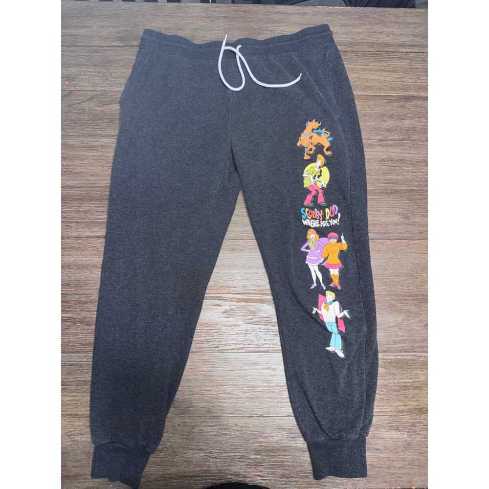 Scooby-Doo Where Are You Graphic Joggers Charcoal Gray Mystery Inc Mens XL